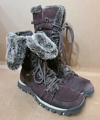 Skechers Women's Grand Jams Boots Brown Lace Up Faux Fur Leather #45419 Sz 8 • $31.49