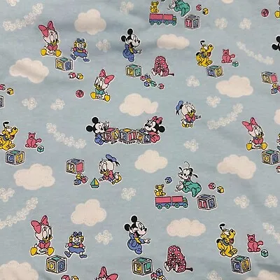 1 Yard Vintage Peter Pan Mickey Mouse Babies Nursery Fleece Backed Fabric Disney • $19.99