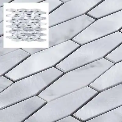 White Calacatta Marble Metal Aluminum Hexagon Mosaic Tile Kitchen Backsplash • $3.99