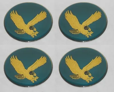 4 TEAL - 2.75  70mm DIAMETER EAGLE BIRD LOGO WHEEL RIM CENTER CAP ROUND STICKER  • $14.50