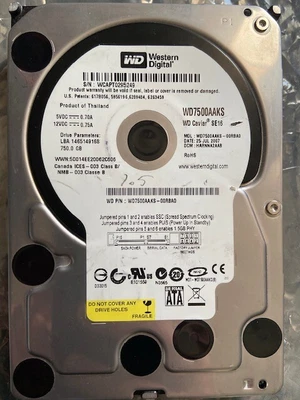 750GB Western Digital Caviar WD7500AAKS Hard Drive 3.5 Disk Internal Sata II  • £0.99