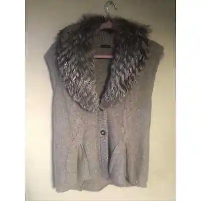 $42.99 • Buy Magaschoni Sweater Vest Wool Blend Grey Womens Removable Alpaca Collar Small