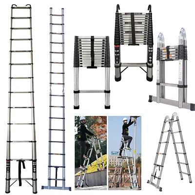 Heavy Duty Multi-Purpose Steel Telescopic Ladder Extendable Step Workshop + Hook • £22
