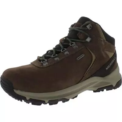 Merrell Mens Erie Mid WP Brown Suede Hiking Boots Shoes 9.5 Wide (E) BHFO 5486 • $80.99