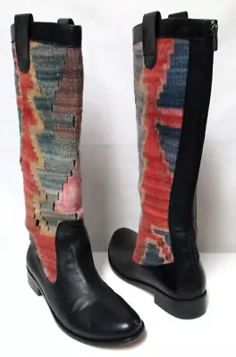 Can's Indian Blanket Southwest Woven Tall Zip Boots Artisan Women Size Sz 40 9 • $127.49