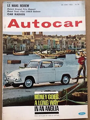 £9.46 • Buy Autocar Magazine - 28 June 1963 - Fiat 1100D, Merc 220SE, Dutch GP, Radio Review