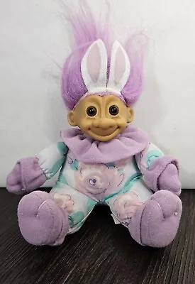 Vintage Russ Troll Doll Bunny Rabbit Ears Purple Hair Easter Soft Body • $15