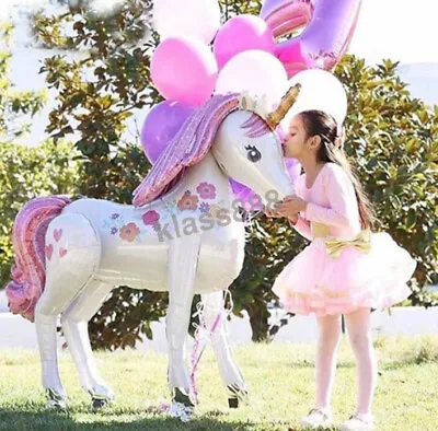 116x106cm Giant 3D Freestanding Unicorn Foil Balloon Birthday Christmas Decor • $23.99