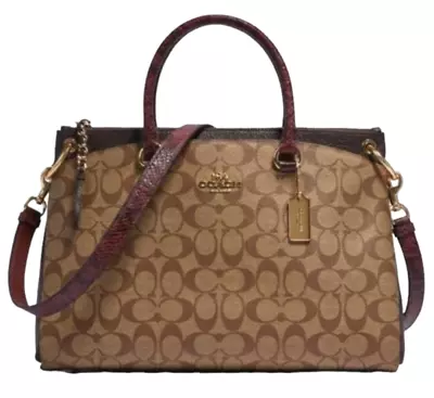 ❤ $550 COACH Mia Signature Snake Mix Embossed Leather Satchel Tote Bag F80301 ❤️ • $179.99