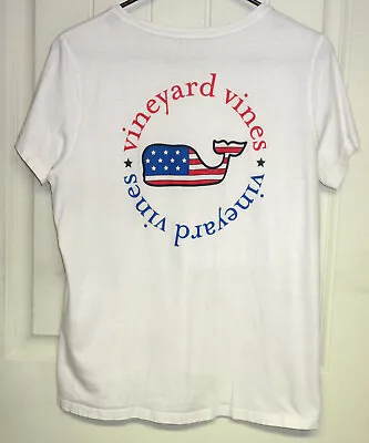 Vineyard Vines White American Flag Whale Logo T-shirt Medium Good Condition BB3. • $17.99