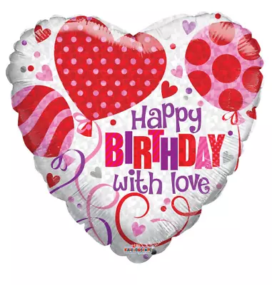 Balloon 18  Happy Birthday Balloon Heart  Mylar Foil Balloon Party Decoration • $2.85