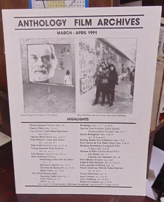 ANTHOLOGY FILM ARCHIVES - Program/Calendar March-April '91 / VG+ - NF • $15