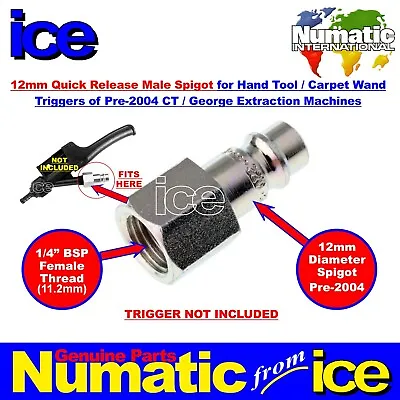 £12.99 • Buy NUMATIC GEORGE CT CTD CARPET  HAND TOOL TRIGGER QUICK RELEASE MALE STEM OLD 12mm