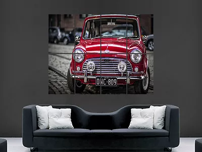 Mini Cooper Classic Car Poster Print Red Art Wall Large Image Giant • £18.75