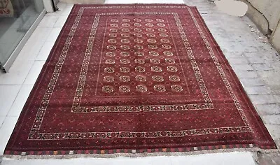 7x9 Vintage Afghan Turkoman Tekke Red Wool Rug Persian Antique Oriental Area Rug • $659.40