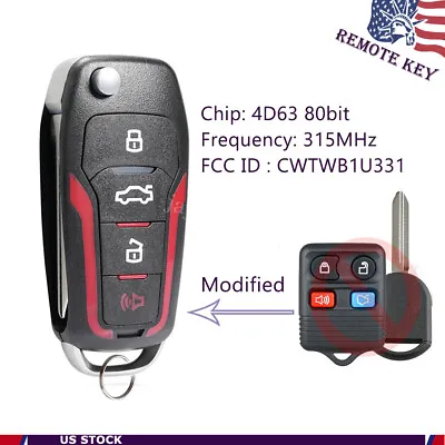 Upgraded Flip Remote Key Fob For 2004-2014 Ford F150 F250 315MHz 4D63 CWTWB1U331 • $13.75