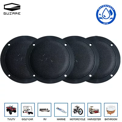 4 PCS 4  120W Marine Speakers Waterproof Black Round Boat Speakers For ATV UTV • £39.99