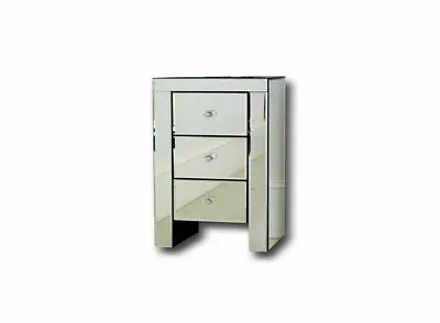 Mirrored Bedside Table Cabinet Glass Table Bedroom Mirror Sidetable • £149.99