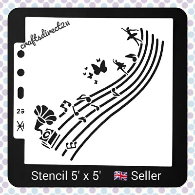 Stencil - MUSIC NOTES - BALLET - BUTTERFLY -  5  X 5  - Crafting - Layering • £2.75
