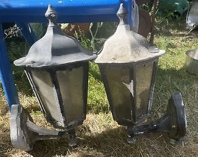 2 Old Large Electric Coach Lamps (Yellow Van) • £75