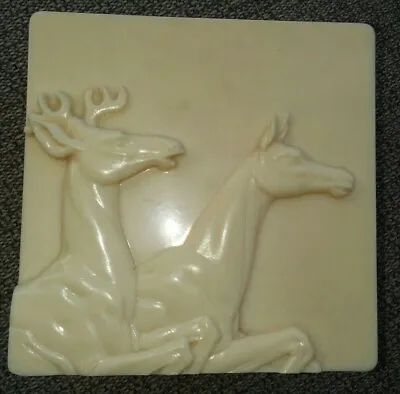 Vtg Hickok Trinket Vanity Box Bakelite Carved Deer/Moose On Cover 3 3/4x3 3/4  • $50.64