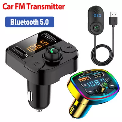 Bluetooth Car FM Transmitter Kit 2 USB Wireless Charger MP3 Player AUX Handsfree • £10.44