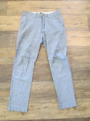 J.Crew The Sutton Linen Pants Mens 33x32 Blue Linen Blend Straight Leg Chino • $15