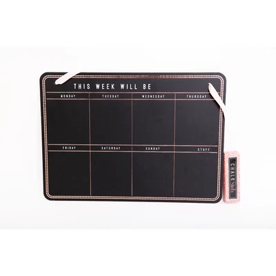 £8.99 • Buy Wall Hanging Chalkboard Weekly Planner + Chalk Sticks Copper Meal Menu Planner