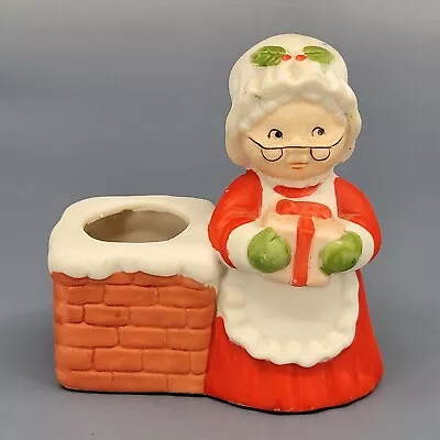 Christmas Mrs Claus Ceramic Chimney Candle Holder Figurine Vintage • $10.95