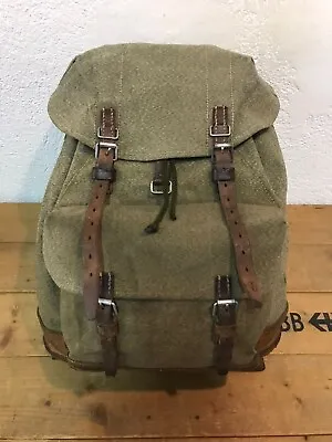 1972 Excellent Condition Swiss Army Military Backpack Rucksack Leather Vintage • $149