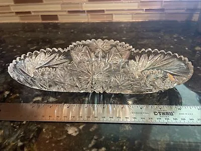 Vintage Mid Century. Crystal Cut Glass. Serving-Candy Dish. Saw Tooth Edge. • $15.49