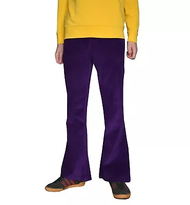 FLARES Purple Mens STRETCH Bell Bottoms Cords Hippie Vtg Mod Trousers 70s 60s • $46.73