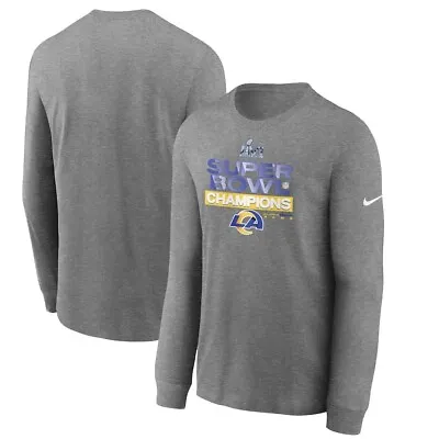 Nike Los Angeles Rams Super Bowl LVI Champs Long Sleeve T-Shirt Mens Sz 2XL Gray • $19.12