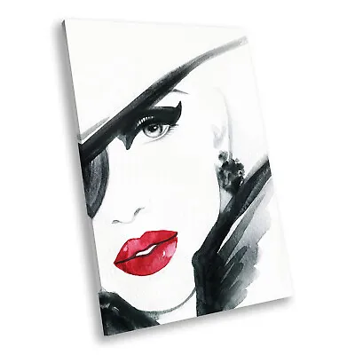 Black White Red Retro Woman Portrait Canvas Wall Art Large Picture Prints • £64.99