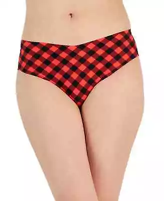 Jenni Women's No-Show Thong Panty Underwear Buffalo Plaid Red/Black • £2.89