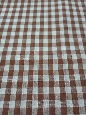 Vintage 1950's Brown & White Gingham Check Quilt Fabric  36  Wide X 75  Length • $19.95