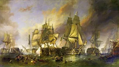 £20 • Buy Battle Of Trafalgar Stretched Canvas Wall Art Poster Print Painting War Ship