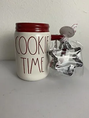 RAE DUNN Holiday Christmas  COOKIE  TIME   Mason Jar Mug With Cookie Cutter NEW • $24
