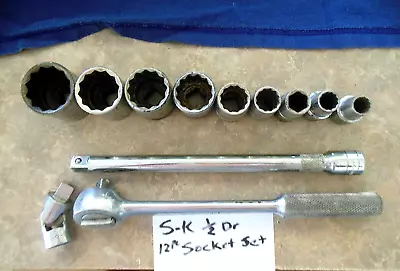 S-k  1/2   Dr. 13pc. Sae 10 Socket Set 7/16-1 1/4 ;92470 Ratchet  Ext univ. Us • $37.49