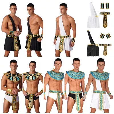 Men Egyptian Costume Egypt King Pharaoh Roman Ancient Robes Halloween Cosplay • £16.07