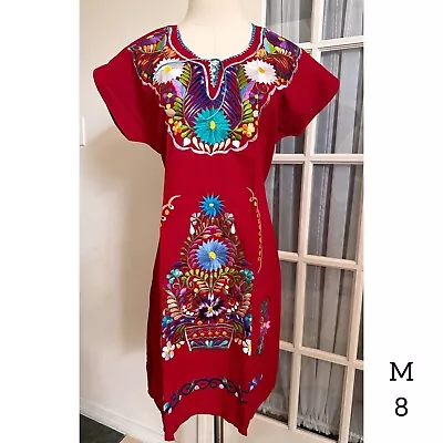 Mexican Boho Embroidered Kimona Dress Medium • £33.77