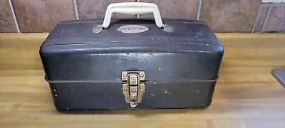 VINTAGE HAWTHORNE ALL STEEL  CANTILEVER TACKLE BOX W/ PRESS CLAMP • $14.99