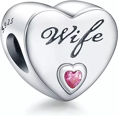 Authentic Pandora Sterling Silver Wife Love Heart Charm Bead 798249PCZ • $33.99