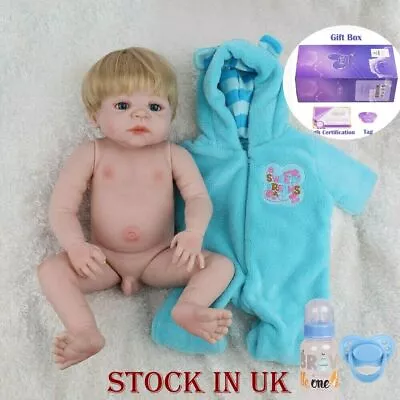 UK 22  Reborn Baby Dolls Full Body Vinyl Silicone Boy Doll Lifelike Newborn Gift • £31.54