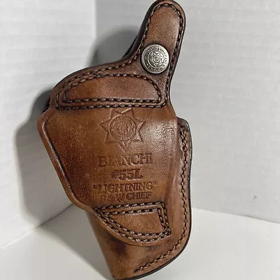 BIANCHI #55L “Lightning S&W Chief” Holster Brown Leather RH Vintage • $149.99