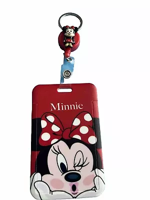 MINNIE Mouse Lanyard ID Badge Reels Retractable Holder Hard Plastic Card Case • $15