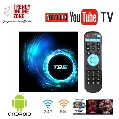 T95 Android 10.0 TV Box 4GB 64GB Quad Core HD 6K HDMI WIFI 5G  Media Player UK • £39.99