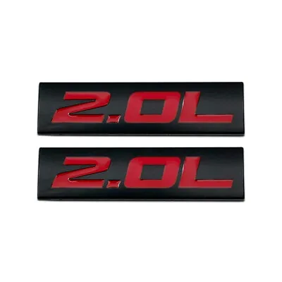 2x Black & Red Metal 2.0L Logo Engine Emblem Trunk Door Fender Sport Badge Decal • $9.99