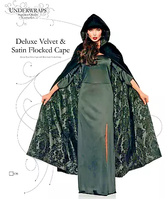 Velvet Cape Satin Women's Vampiress Goth Medieval Halloween Black One Size • $32.90