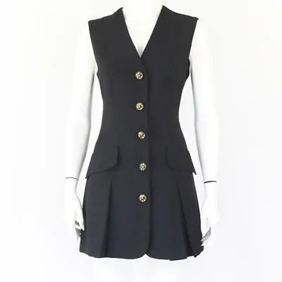 Vintage 1990s Moschino Cheap And Chic Wool Blazer Vest Dress Tuxedo Pleated 42/S • $270